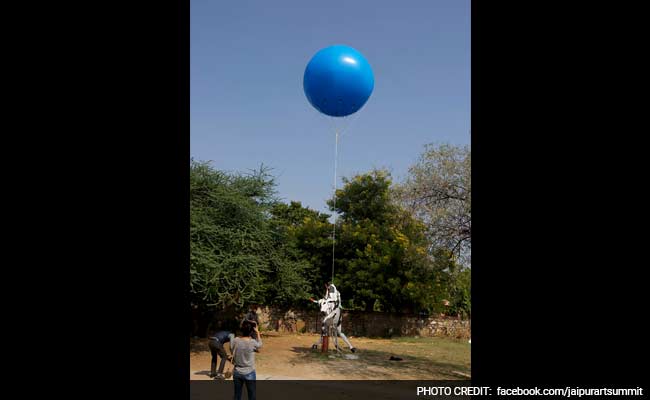Row Over Hanging of Dummy Cow at Jaipur Art Summit