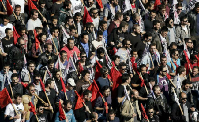 Striking Greeks Take to Tension-Filled Streets in Austerity Protest