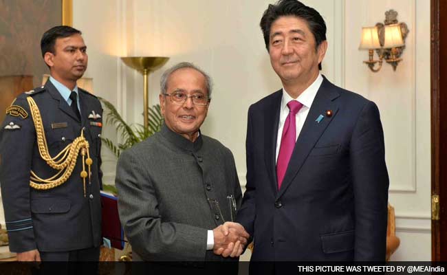 Japanese PM Shinzo Abe Meets President Pranab Mukherjee