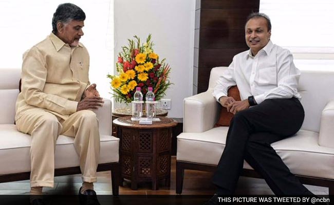 Industrialist Anil Ambani Calls On Andhra Pradesh Chief Minister Chandrababu Naidu
