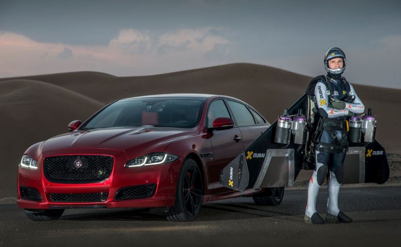 Jaguar XJR vs Flying-Human 'Jetman'; the Ultimate Desert Drag Race in Dubai