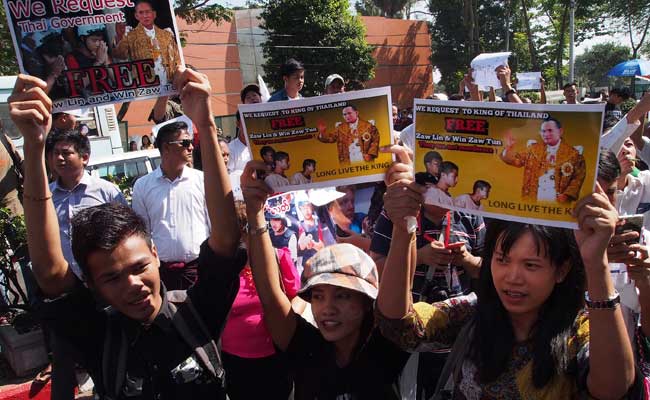 Protest Outside Thai Embassy In Myanmar Against Murder Verdict