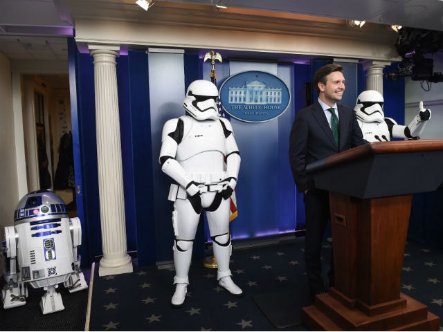 The Force Awakens at The White House. Stormtroopers, R2D2 Invited