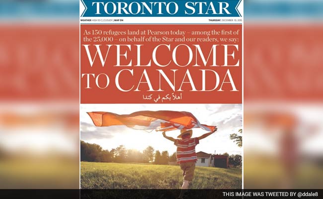 Canadian Newspaper Offers Huge Front-Page Welcome To Syrian Refugees