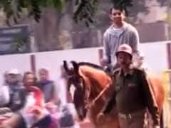 Lalu Prasad's Son Tej Pratap Rides A Horse To His Official Bungalow