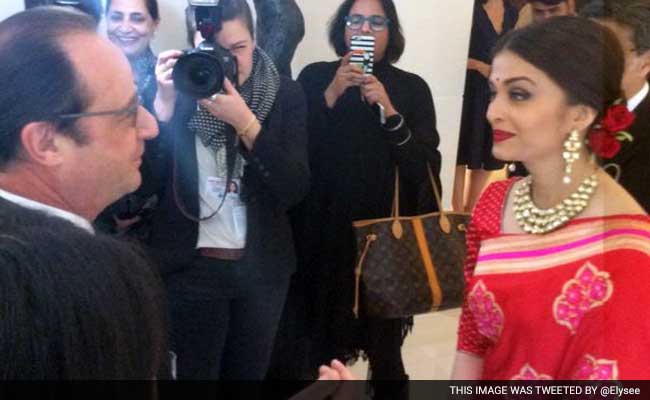 French President Francois Hollande Meets Actor Aishwarya Rai Bachchan