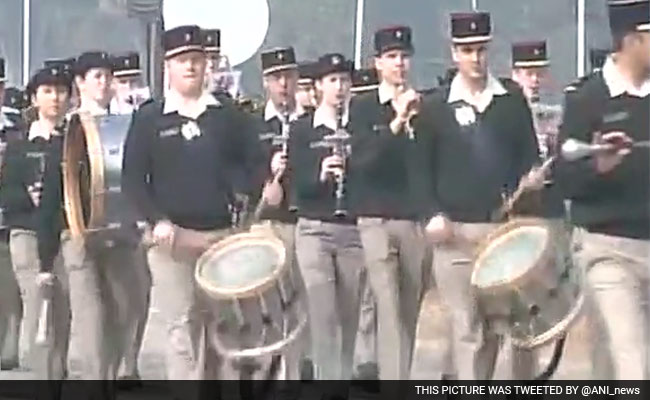 French Troops Take Part In Marching Practice At Rajpath