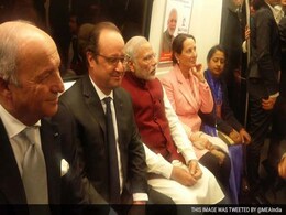 PM Modi, French President Francois Hollande Take Metro Ride To Gurgaon PM Modi, French President Francois Hollande Take Metro Ride To Gurgaon