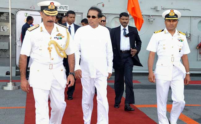 Sri Lankan President Visits India's Largest Aircraft Carrier INS Vikramaditya