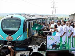 Kerala Chief Minister Oommen Chandy Flags Off First Trial Run Of Kochi Metro