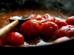 Skillet Chicken Swimming in Tomato Sauce