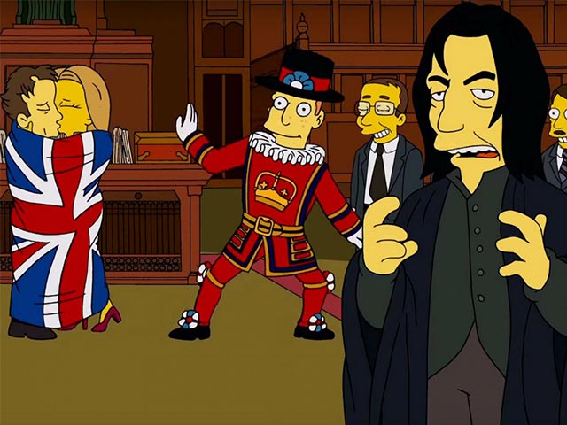 <I>The Simpsons</i>' Tribute to Alan Rickman, David Bowie is Pure <I>Love, Actually</i>