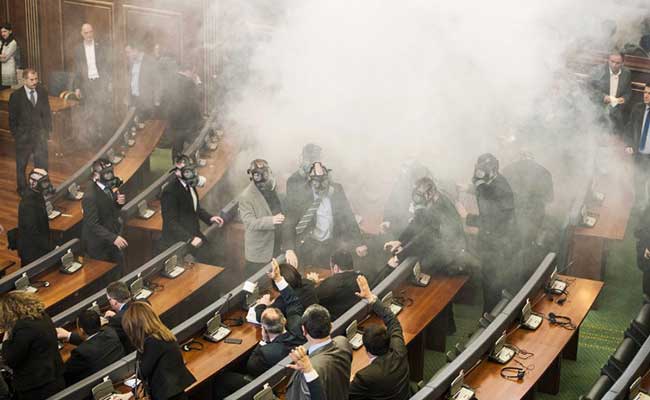 Kosovo Lawmakers Stage New Tear Gas Protest In Parliament