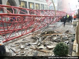Crane Comes Crashing Down In Manhattan, Crushing Cars Crane Comes Crashing Down In Manhattan, Crushing Cars