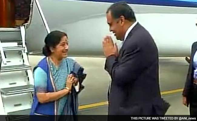 Sushma Swaraj Arrives In Sri Lanka On 2-Day Visit