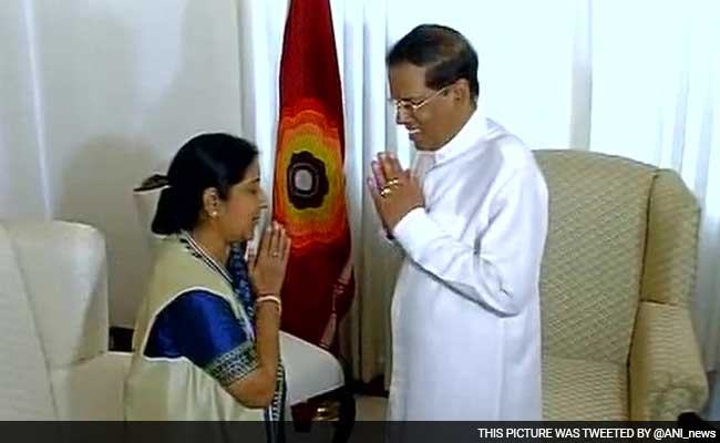 Sushma Swaraj Calls On Sri Lankan President Maithripala Sirisena