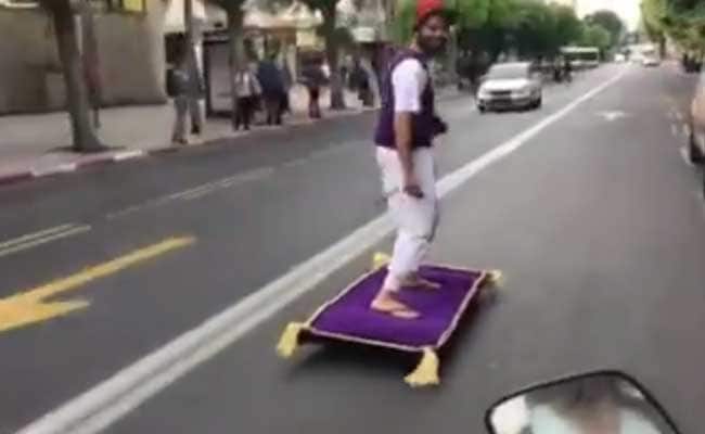 Real Life Aladdin Filmed Riding 'Magic Carpet' in Israel