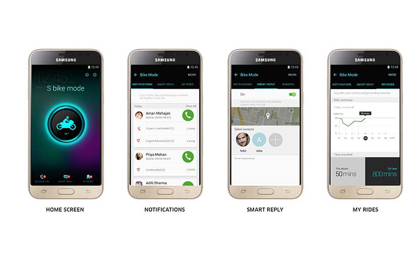 Samsung Galaxy J3 S Bike Mode Interface