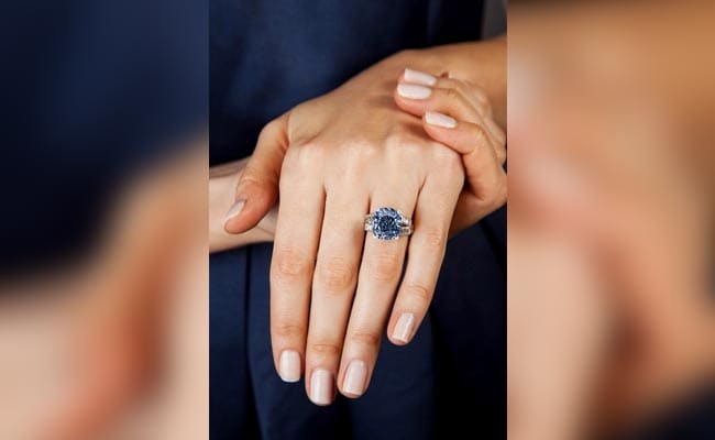 Vintage Inspired Round Blue Diamond Engagement Ring | Angara
