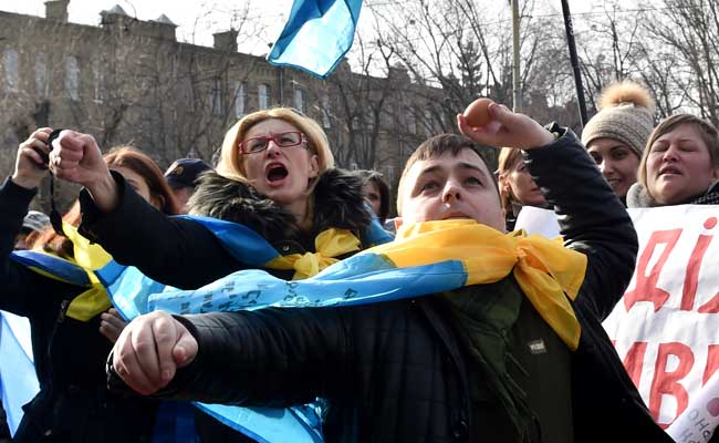 Ukrainians Pelt Russia Embassy With Eggs, Demand Pilot's Release