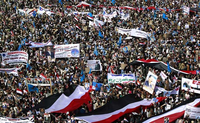 Thousands Of Yemenis Protest Year-Long Coalition Campaign