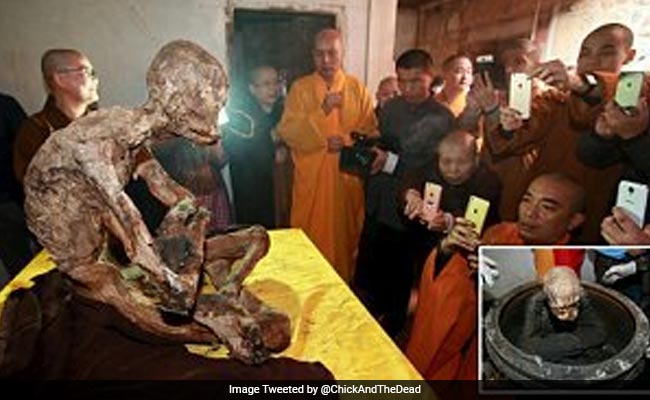 Revered Chinese Monk Mummified And Covered In Gold Leaf