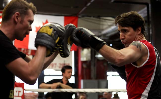 He Also Packs A Punch. Canadian PM Justin Trudeau At New York Boxing Gym