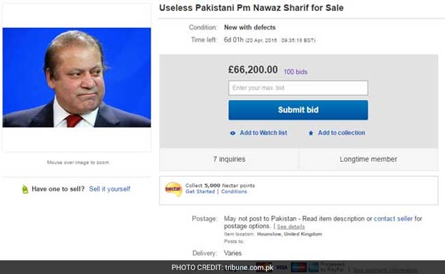 'Useless' Pakistani PM Nawaz Sharif Put Up For Sale On eBay, Gets 100 Bids