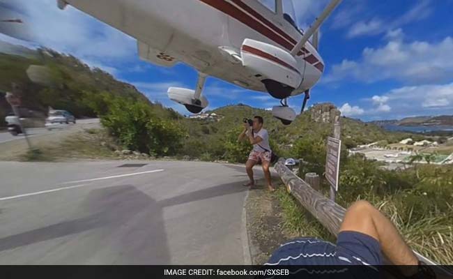 360-Degree Video: Plane Nearly Hits Man On Head While Landing