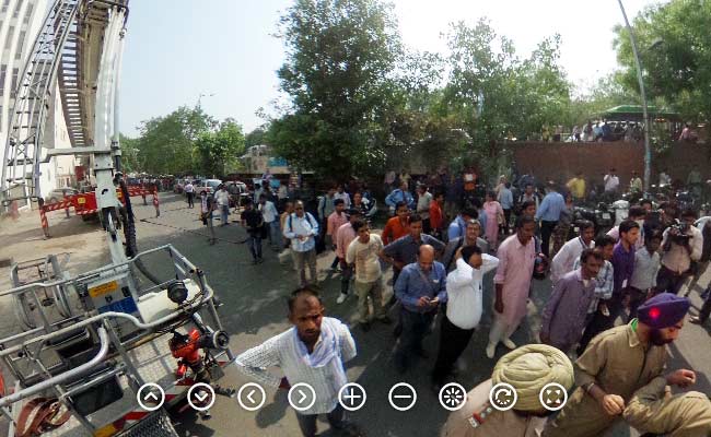 The fire broke out on the fourth floor of the Times of India building in central Delhi. The fire broke out on the fourth floor of the Times of India building in central Delhi.
