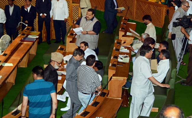 Jammu And Kashmir Assembly: Abdul Rashid Marshalled Out, NC Stages Walkout
