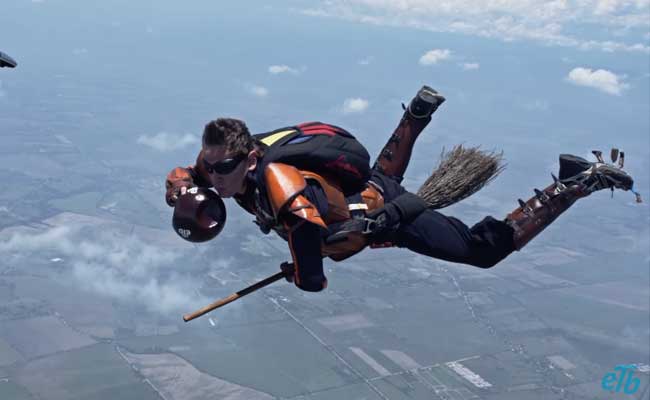 'Accio Firebolt': Muggle Skydivers Play Quidditch 14000 Ft in the Air