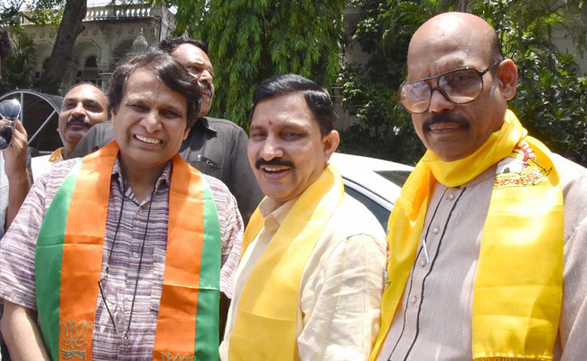 Suresh Prabhu, YS Chowdary File Nomination For Rajya Sabha From Andhra