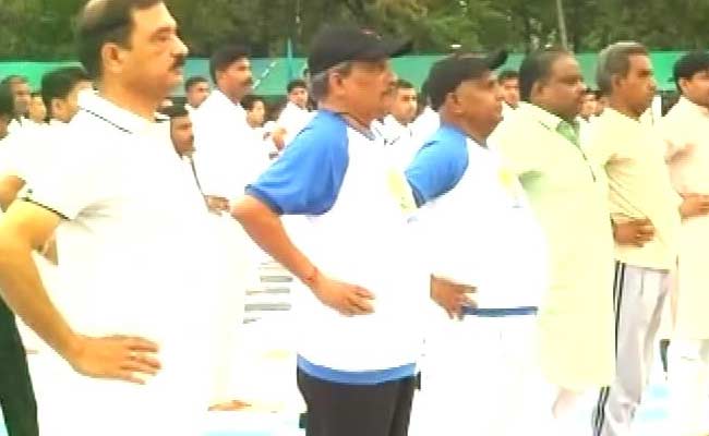 Manohar Parrikar Performs Yoga, Meets Family Of Arunachal Braveheart