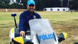 MS Dhoni Rides the Kawasaki Concours 14 Police Motorcycle in Zimbabwe