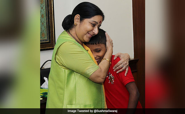 Sushma Swaraj Posts Pic With Sonu, 12, Brought Home After 6 Years