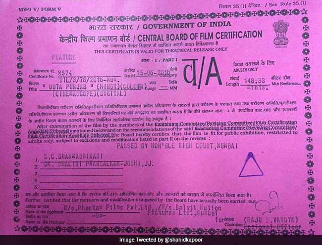 Censor Board Issues 'A' Certificate To 'Udta Punjab'