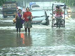 Continuous Downpour In Delhi Slows Traffic