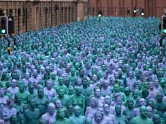 Thousands Strip And Paint Themselves Blue For UK Art Event