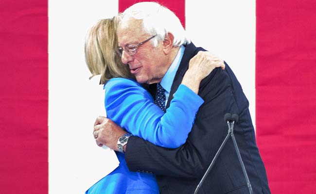 Image result for Bernie and hilary hugging