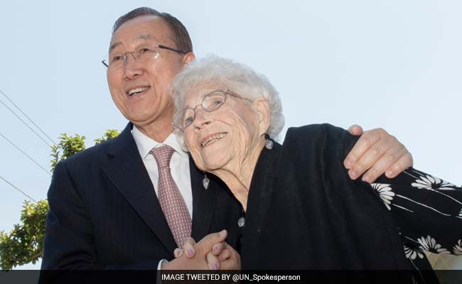 UN Chief Hugs 99-Year-Old Woman He Calls His 'American Mom'