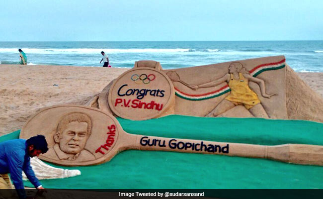 Sudarsan Pattnaik's Sand Sculpture Congratulates PV Sindhu