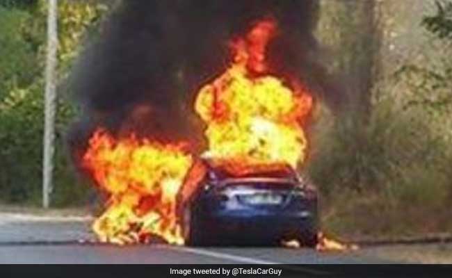 Tesla Car Catches Fire During Promotional Event In France