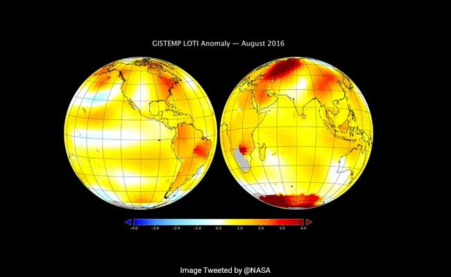 अब तक के इतिहास में अगस्त 2016 में सबसे ज्यादा गर्म रही दुनिया : नासा