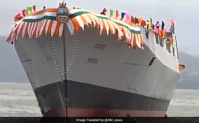 Navy's Most Advanced Guided Missile Destroyer 'Mormugao' Launched In Mumbai