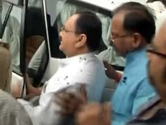 Angry AIIMS Students Throw Ink At Health Minister JP Nadda In Bhopal