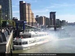 London Leisure Boat Catches Fire, Crashes Into Thames Pier London Leisure Boat Catches Fire, Crashes Into Thames Pier