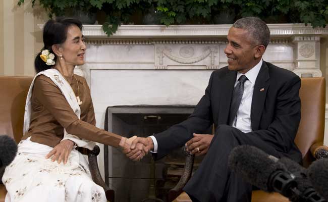 Barack Obama Vows To Lift Myanmar Sanctions As Aung San Suu Kyi Visits