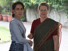 Myanmar's Aung San Suu Kyi Meets Congress President Sonia Gandhi