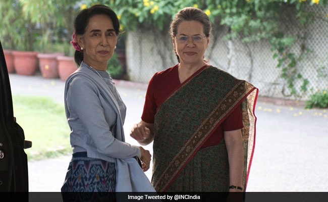 Myanmar's Aung San Suu Kyi Meets Congress President Sonia Gandhi